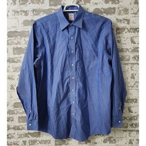 Brooks Brothers 346 Men's 16.5-6/7 Solid Blue Dress Shirt All Cotton Non Iron